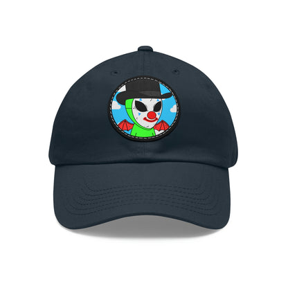 Clown Visitor Green Alien w/ Devil Wings Dad Hat with Leather Patch (Round)