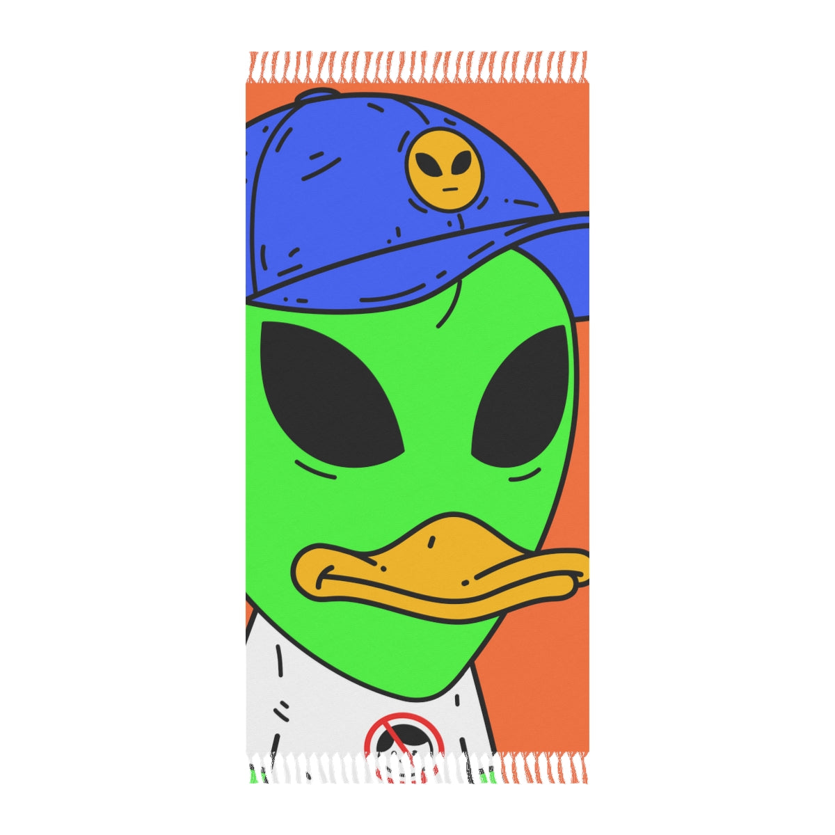 Anti Human Duck Visitor Green Alien Boho Beach Cloth