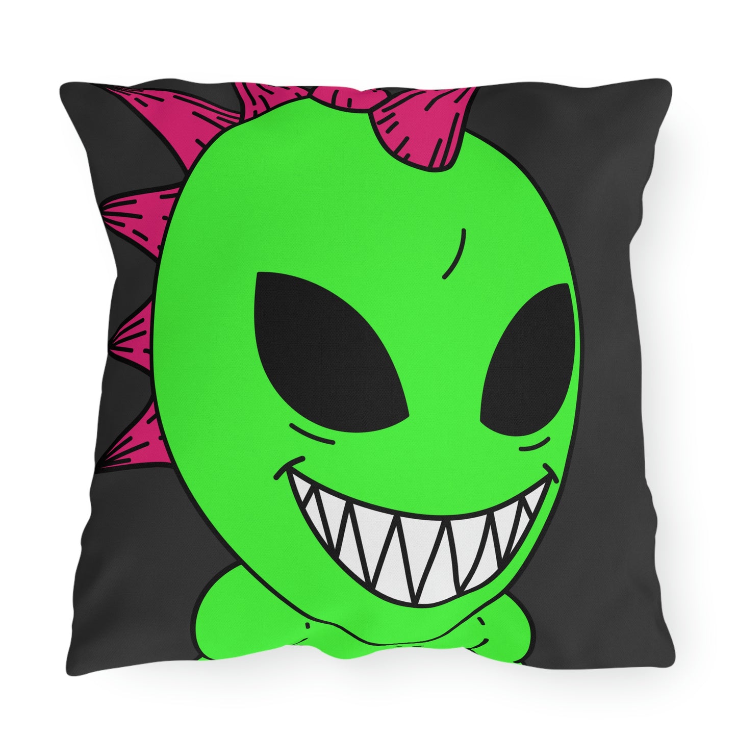 Spiked Pink Hair Muscle Alien Visitor Outdoor Pillows