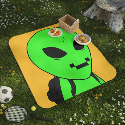 Digital Face Green Apple Head Visitor Picnic Blanket