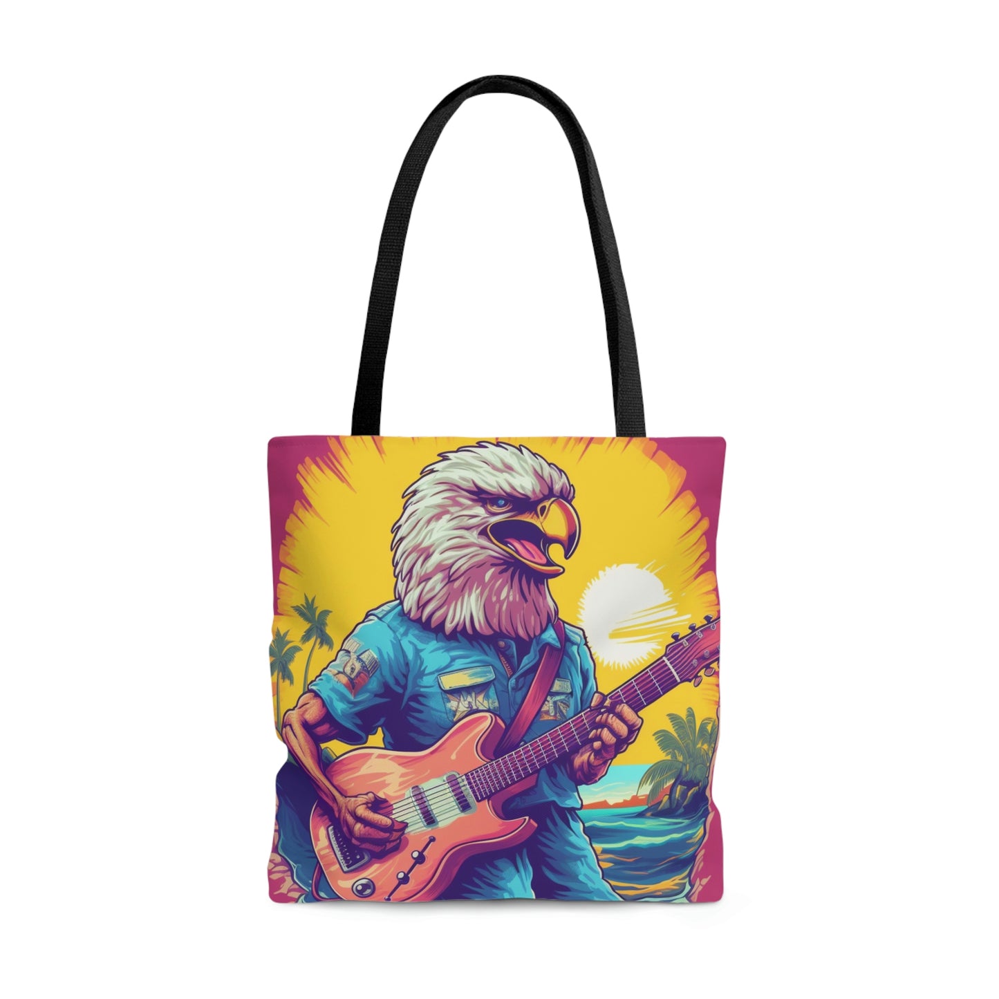 American Rock Star: Bald Eagle with Guitar Graphic Tote Bag (AOP)