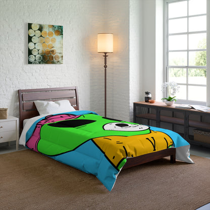 Green Alien Visitor Dog Bear Face Yellow V T Shirts Pink Visi Hat Bed Comforter