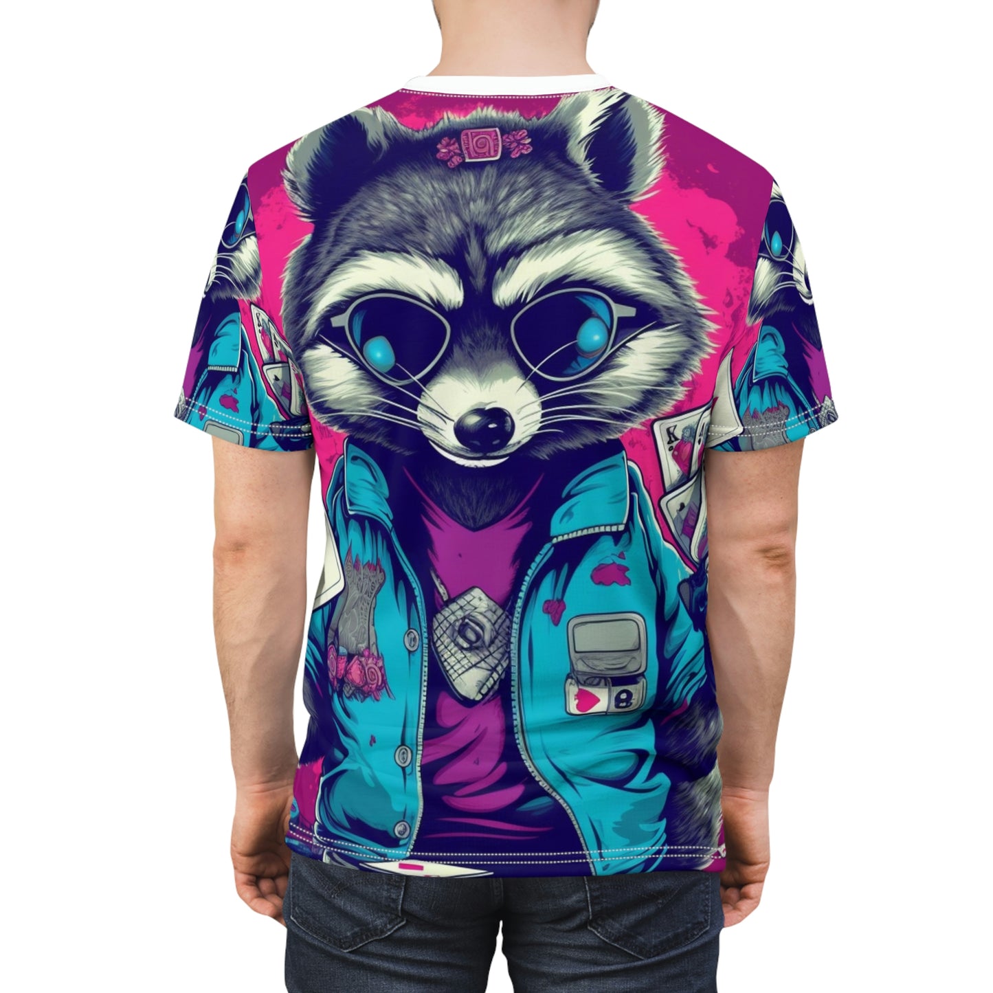 Raccoon Poker Card Player Furry Champion Unisex Cut & Sew Tee (AOP)