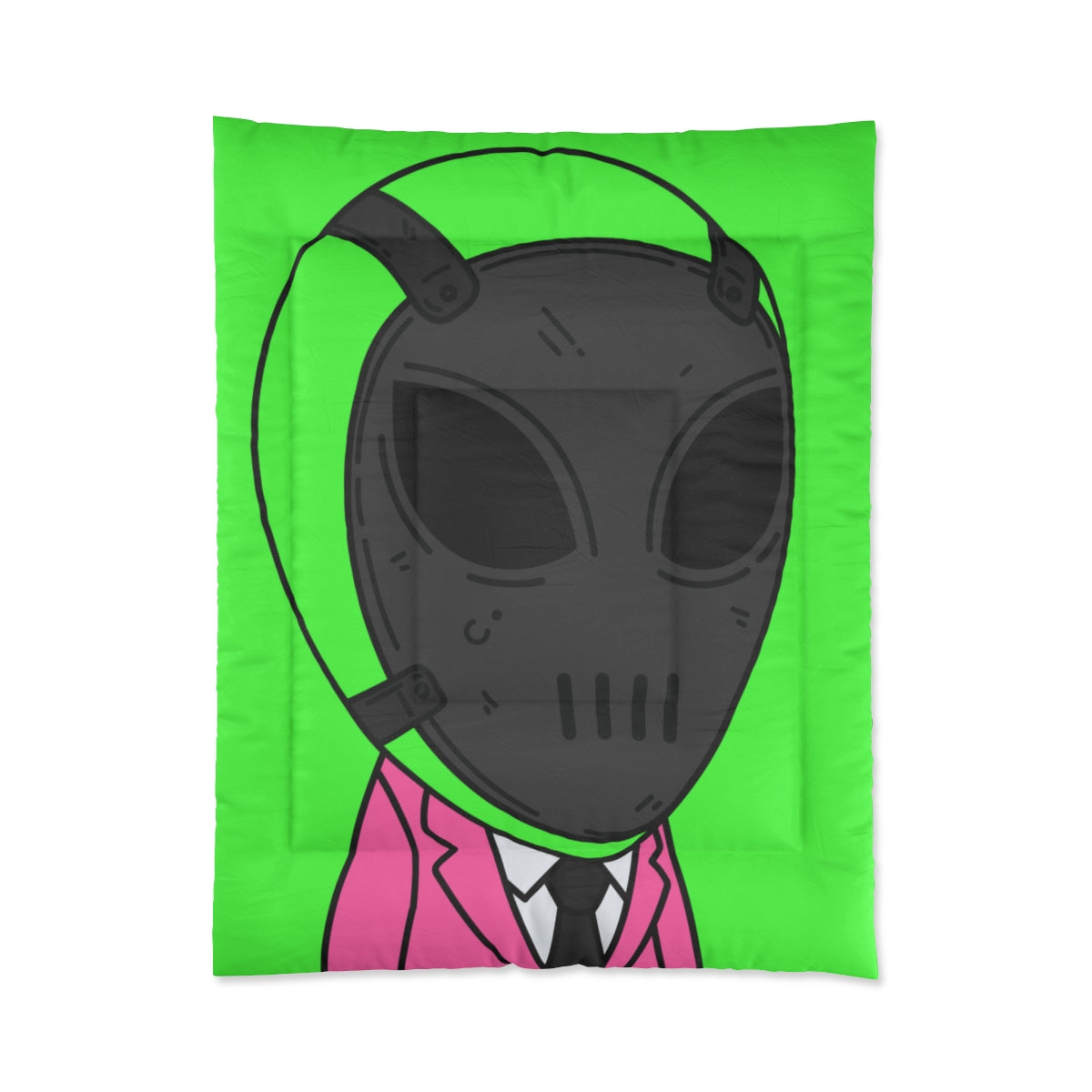 Green Alien Black Space UFO Mask Pink Suit Visitor Hockey Bed Comforter