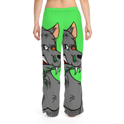 Wolf Grey Cyborg Animal Werewolve Women's Pajama Pants (AOP)