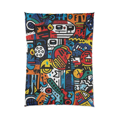 Street Art Inspired Bold Graffiti & Urban Motifs Design Comforter