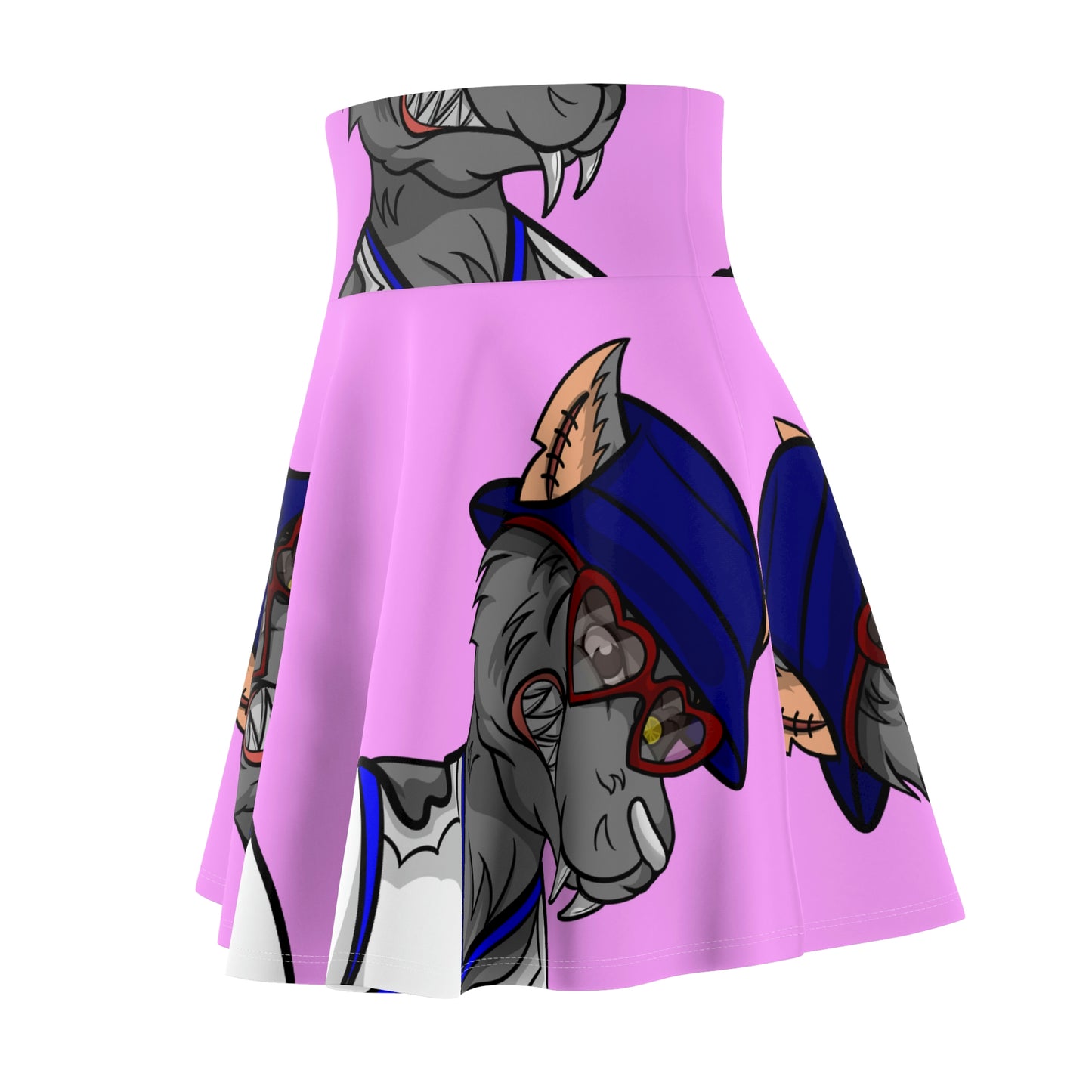 Valentine Wolf Heart Love Women's Skater Skirt