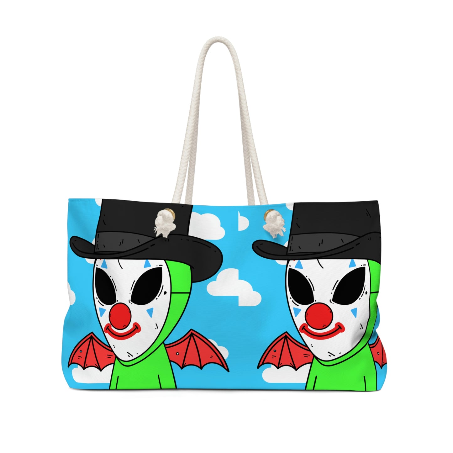 Clown Visitor Green Alien w/ Devil Wings Weekender Bag