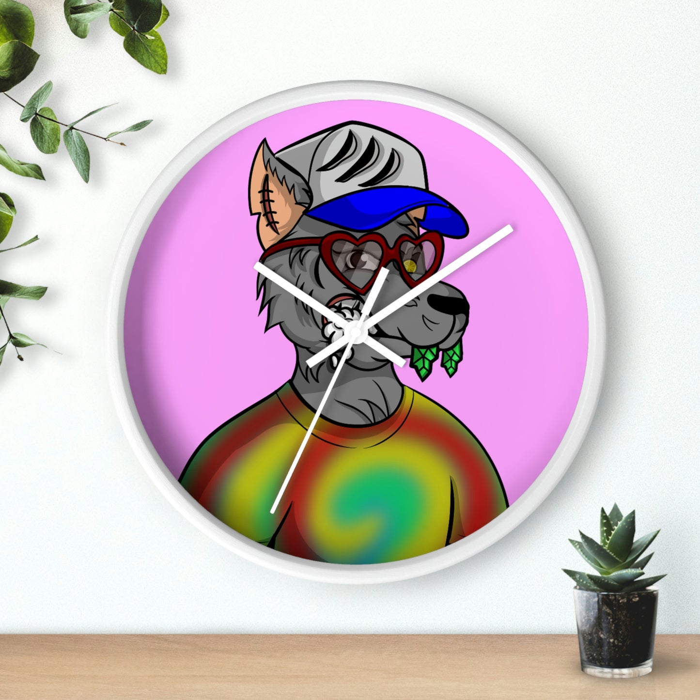 Valentine Heart Wolf Werewolve Wall clock