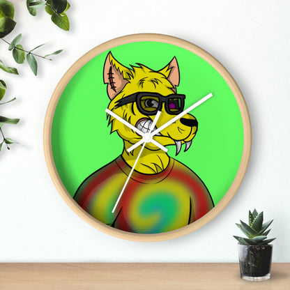 Wolve Cyborg Tie Dye Wolf Shirt Yellow Fur Cool Sun Glasses Wall clock