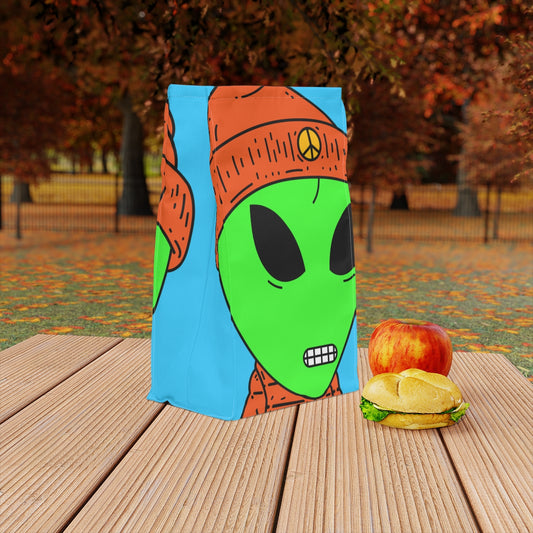 Orange Puffy Jacket Digital Teeth Peace Hat Visitor Alien Polyester Lunch Bag