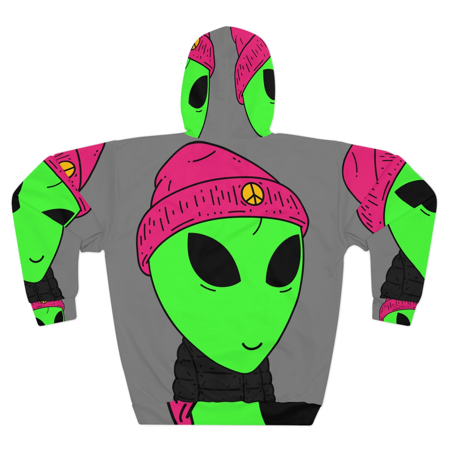 Símbolo de paz visitante alienígena AOP Sudadera con capucha unisex 