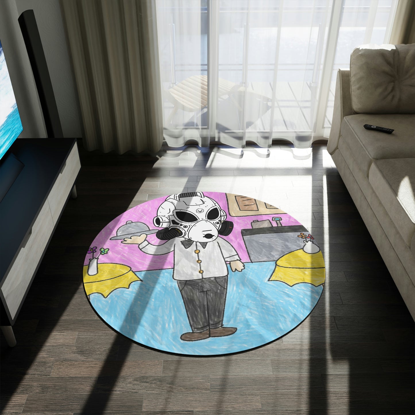 Server Robot Food Runner Butler LOL Visitor Alien Round Rug