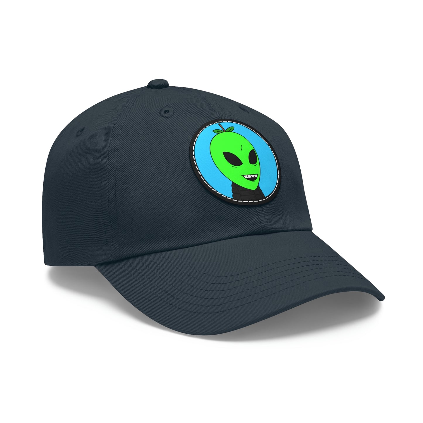 Green Apple Chipped tooth Visitor Smiling Dad Hat with Leather Patch (Round)