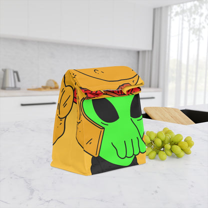 Green Spartan Helmet Alien Squid Mouth Visitor Polyester Lunch Bag