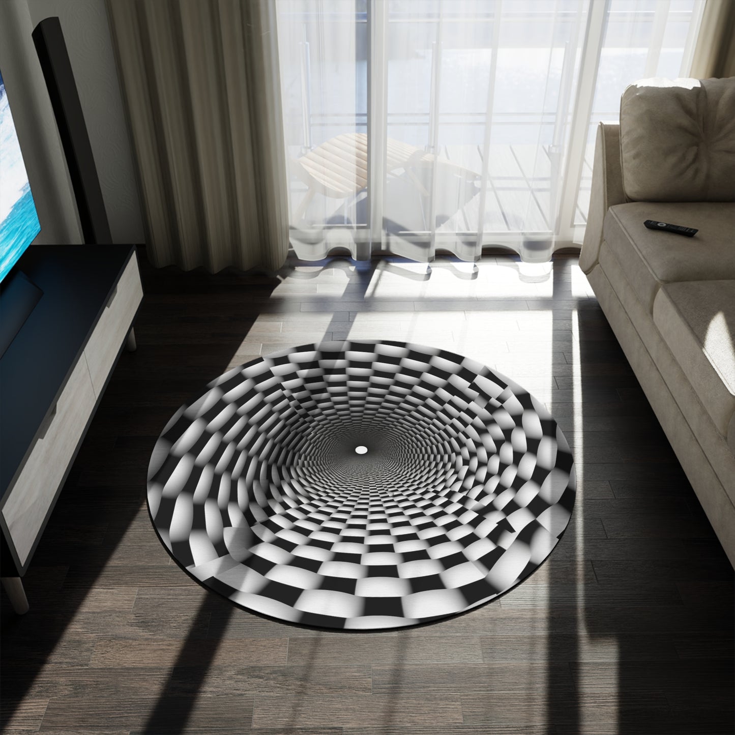 3D Optical Illusion Vortex Bottomless Hole design Round Rug