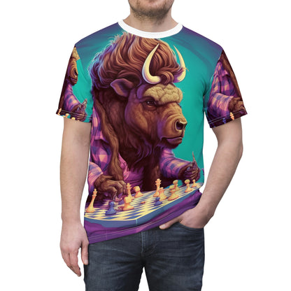 American Buffalo Bison Chess Player Graphic Unisex Cut & Sew Tee (AOP)