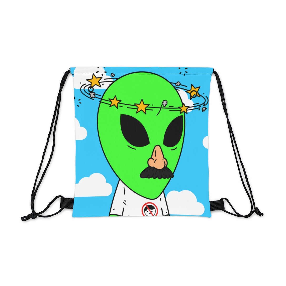 Alien Green Star Head Fake Nose Mustache Imposter Anti Human Visitor Outdoor Drawstring Bag