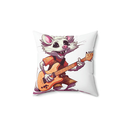 Opossum Musical Guitarist Graphic Spun Polyester Square Pillow