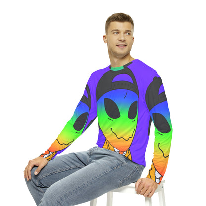 Rainbow Multi Color Visitor Gold Suit Visitor Men's Long Sleeve AOP Shirt