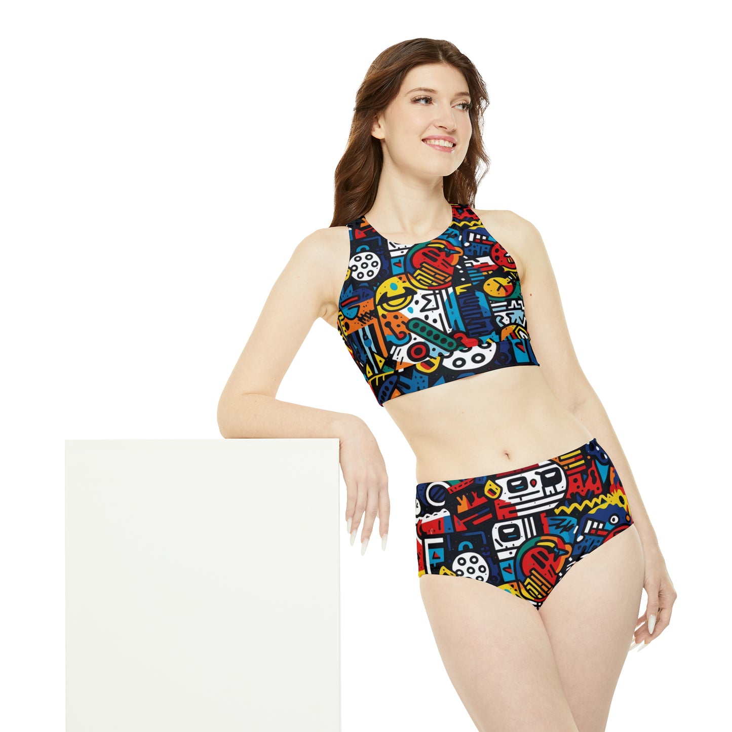 Street Art Inspired Bold Graffiti & Urban Motifs Design Sporty Bikini Set (AOP)