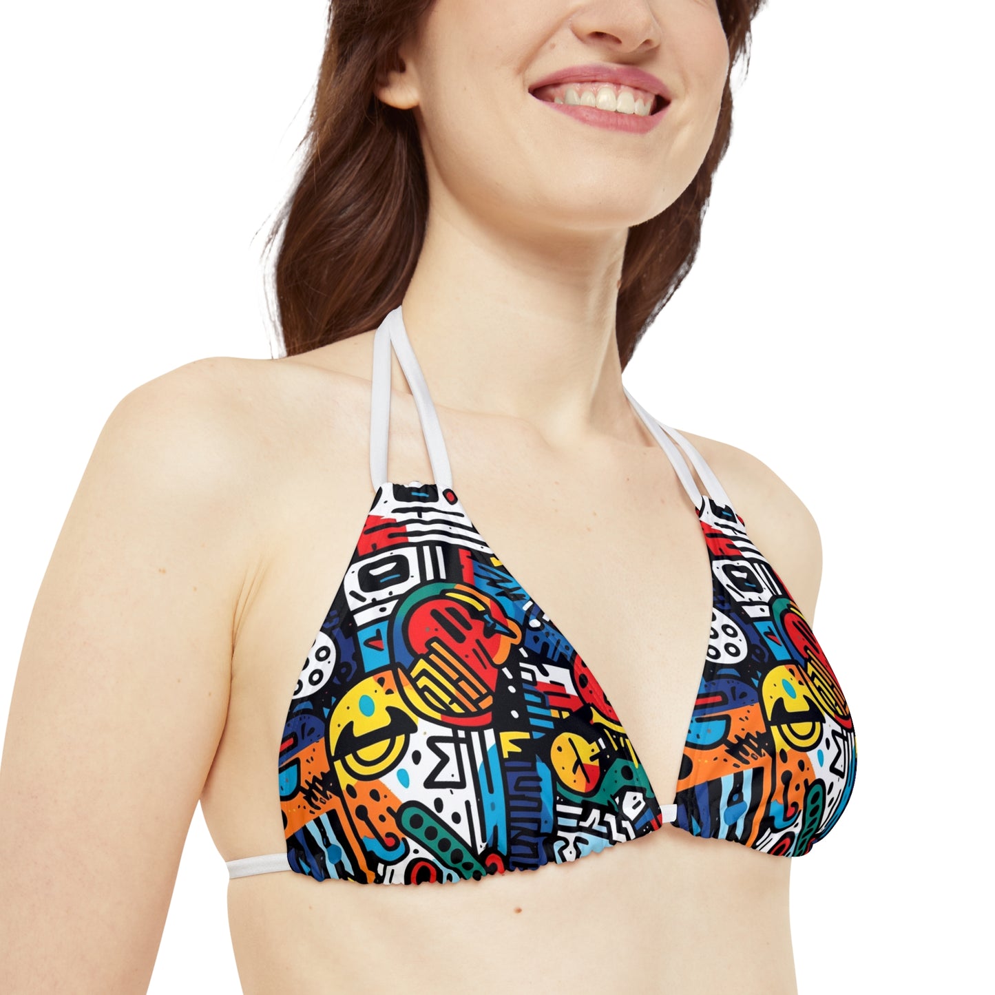 Street Art Inspired Bold Graffiti & Urban Motifs Design Strappy Bikini Set (AOP)