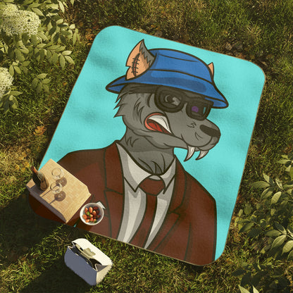 Wolf Maroon Business Suit Werewolf Picnic Blanket