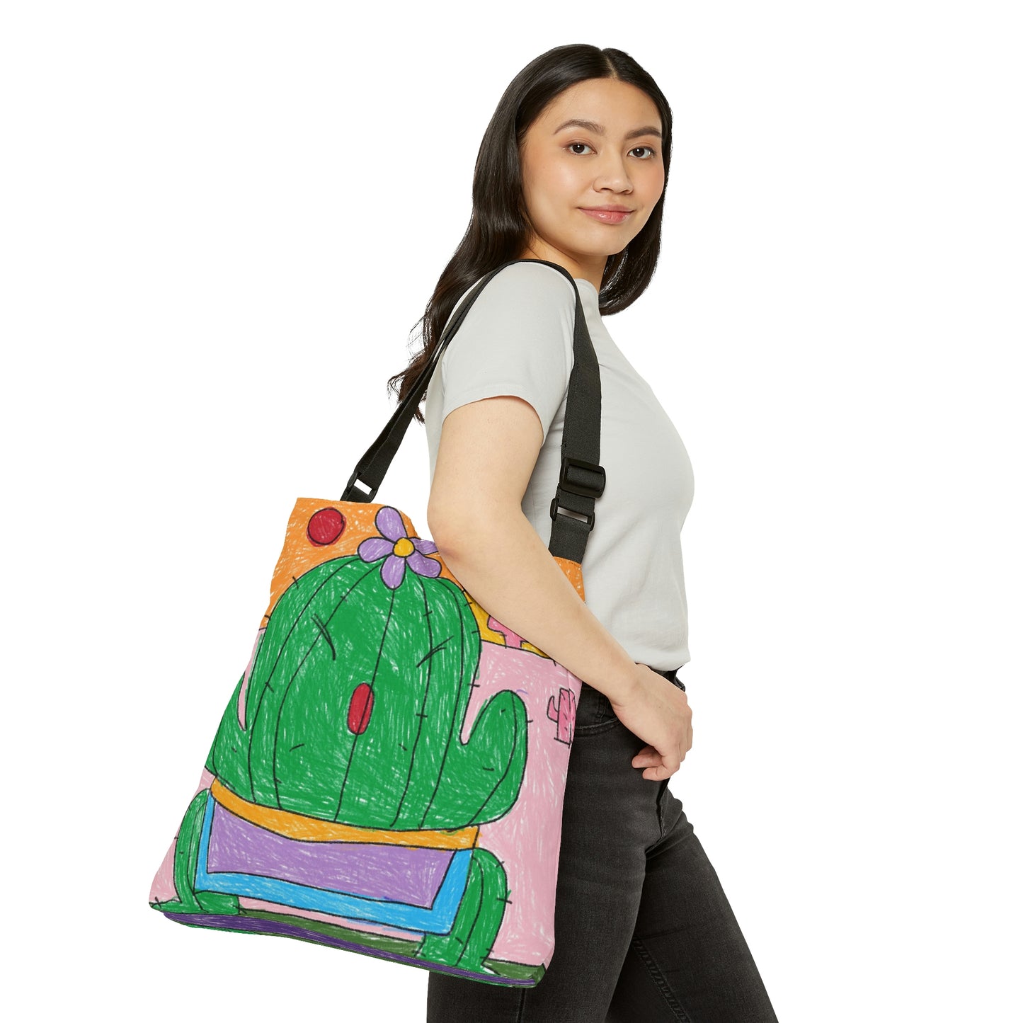 Desert Cactus Sumo Wrestler Graphic Adjustable Tote Bag (AOP)