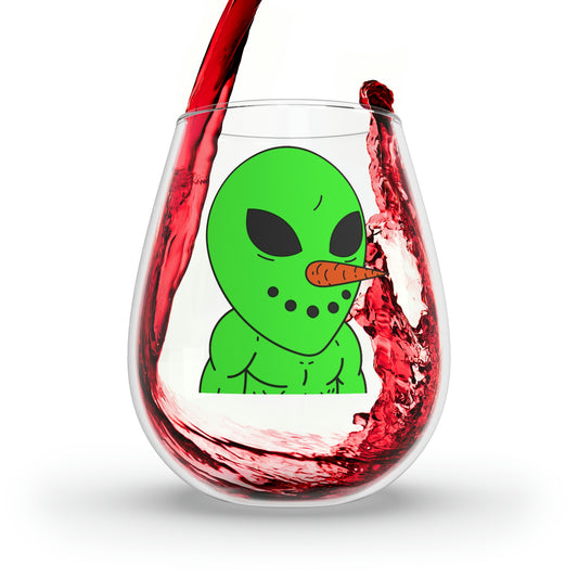 Veggie Visi Alien Vegetable Visitor Stemless Wine Glass, 11.75oz