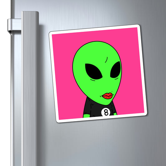 8 Ball Green Alien Lipstick Visitor Pool Player Game Magnets