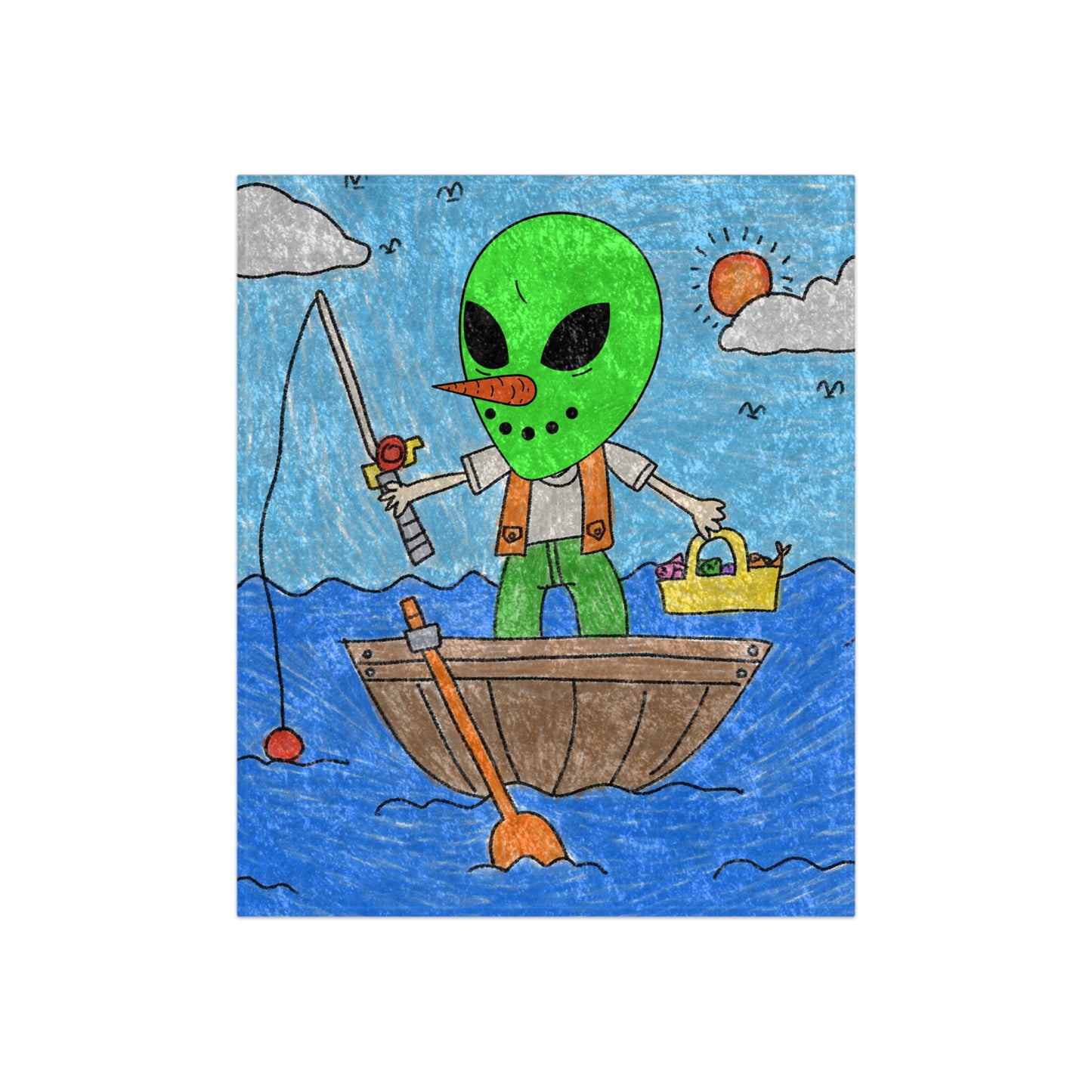 Sea Fish Hunter Veggie Visi Vegetable Visitor Alien Crushed Velvet Blanket