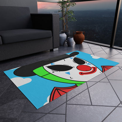 Clown Visitor Green Alien w/ Devil Wings Outdoor Rug