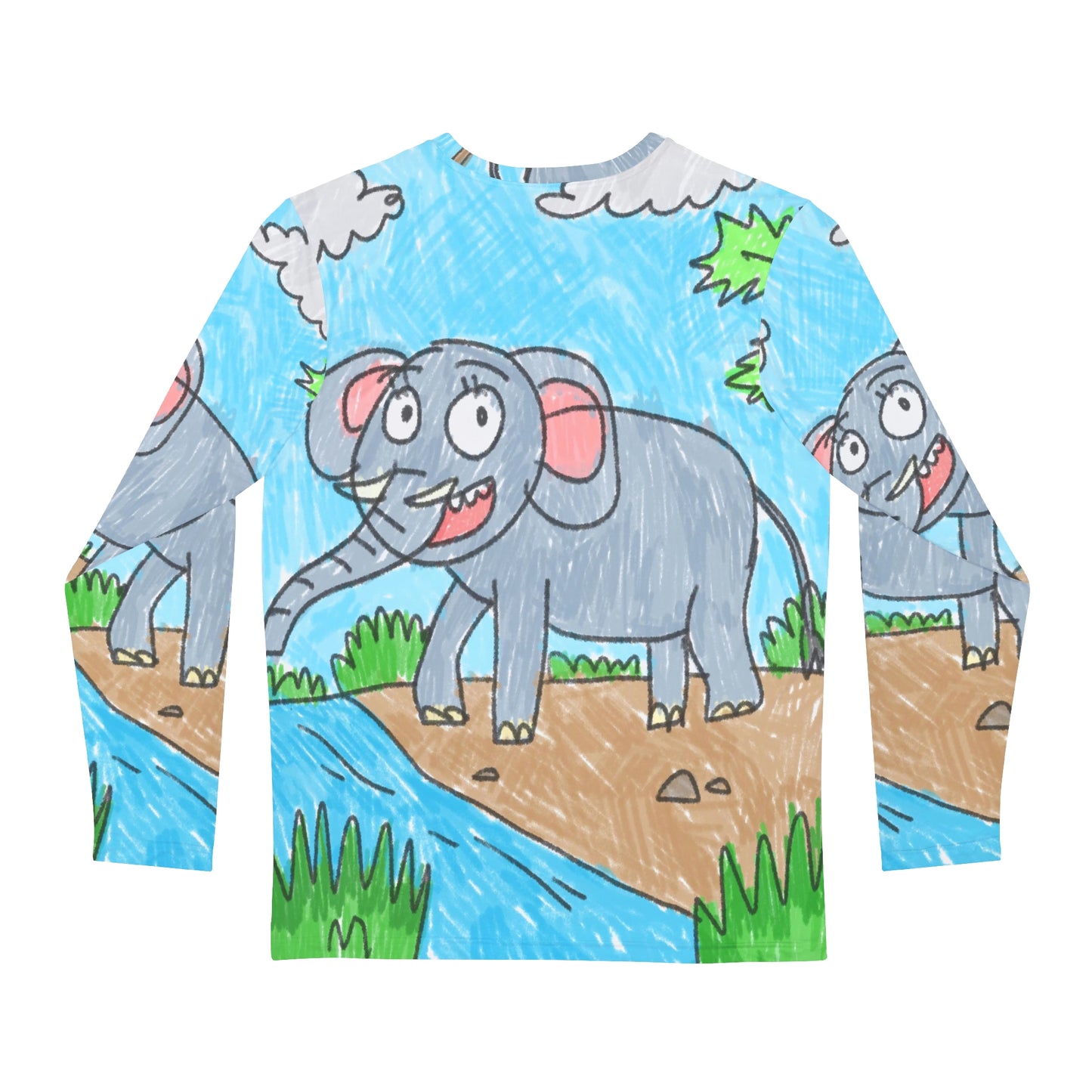 Elefante Elephant King Safari Animal Men's Long Sleeve AOP Shirt