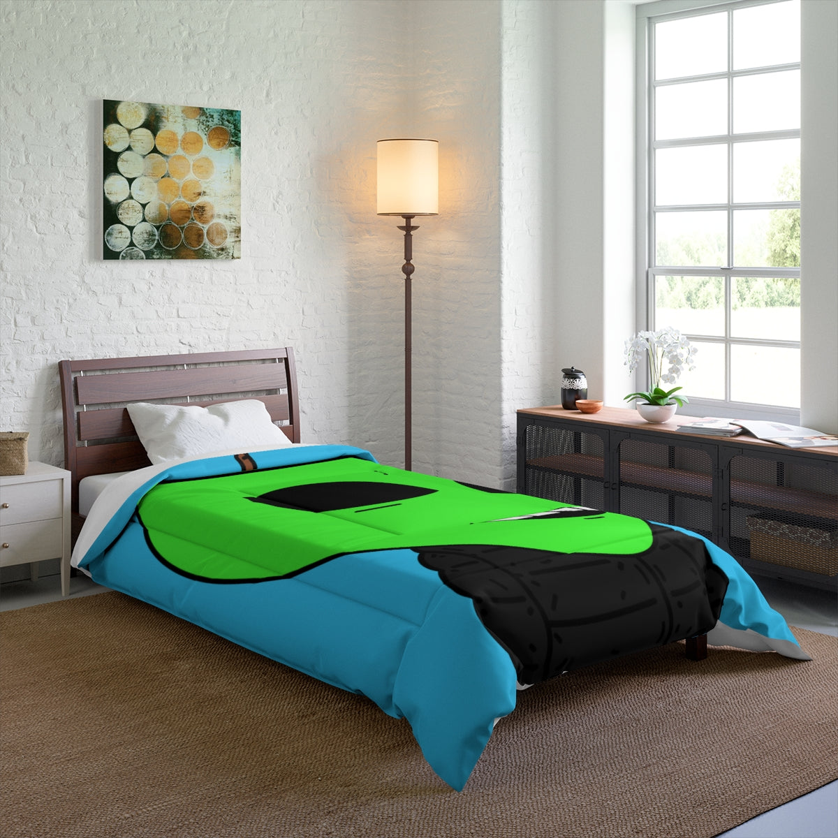 Green Apple Chipped tooth Visitor Smiling Bed Comforter