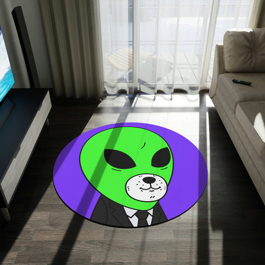 Green Alien Business Suit Dog Face Visitor Round Rug - Visitor751