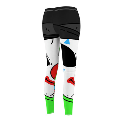 Clown Visitor Green Alien w/ Devil Wings Women's Cut & Sew Casual Leggings