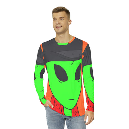 Robe Alien Black Top Hat Green Visitor Men's Long Sleeve AOP Shirt