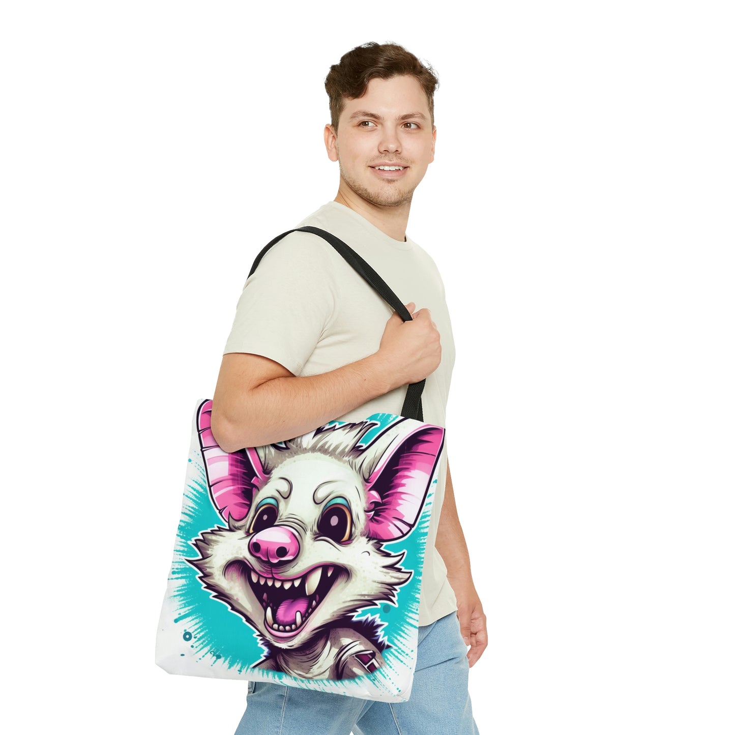 Animated Opossum Retro Anime Fun Graphic Tote Bag (AOP)