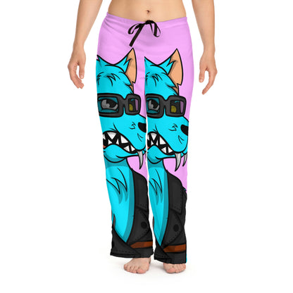 Pantalones de pijama para mujer Wolve Aqua Water Blue Wolf Cyborg (AOP) 