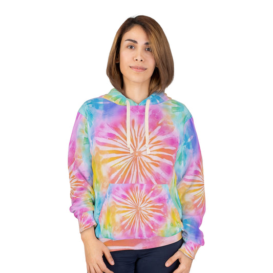 Boho Beach Vibe Pastel Hues Tie-Dye Pattern Design Unisex Pullover Hoodie (AOP)