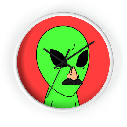 Green Visitor Alien Disguised Fake Nose Wall clock