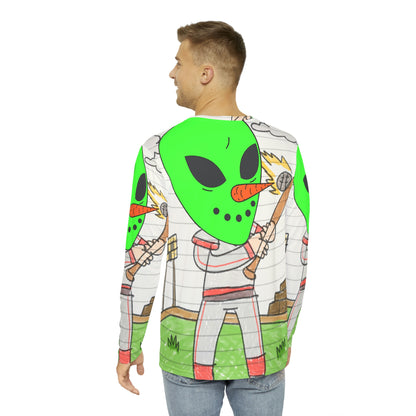 Baseball Veggie Visi Vegetal Visitante Alien Sport Camisa AOP de manga larga para hombre 