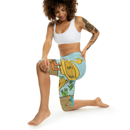 Yellow Duck Bird Pond Women’s Capri Leggings (AOP)