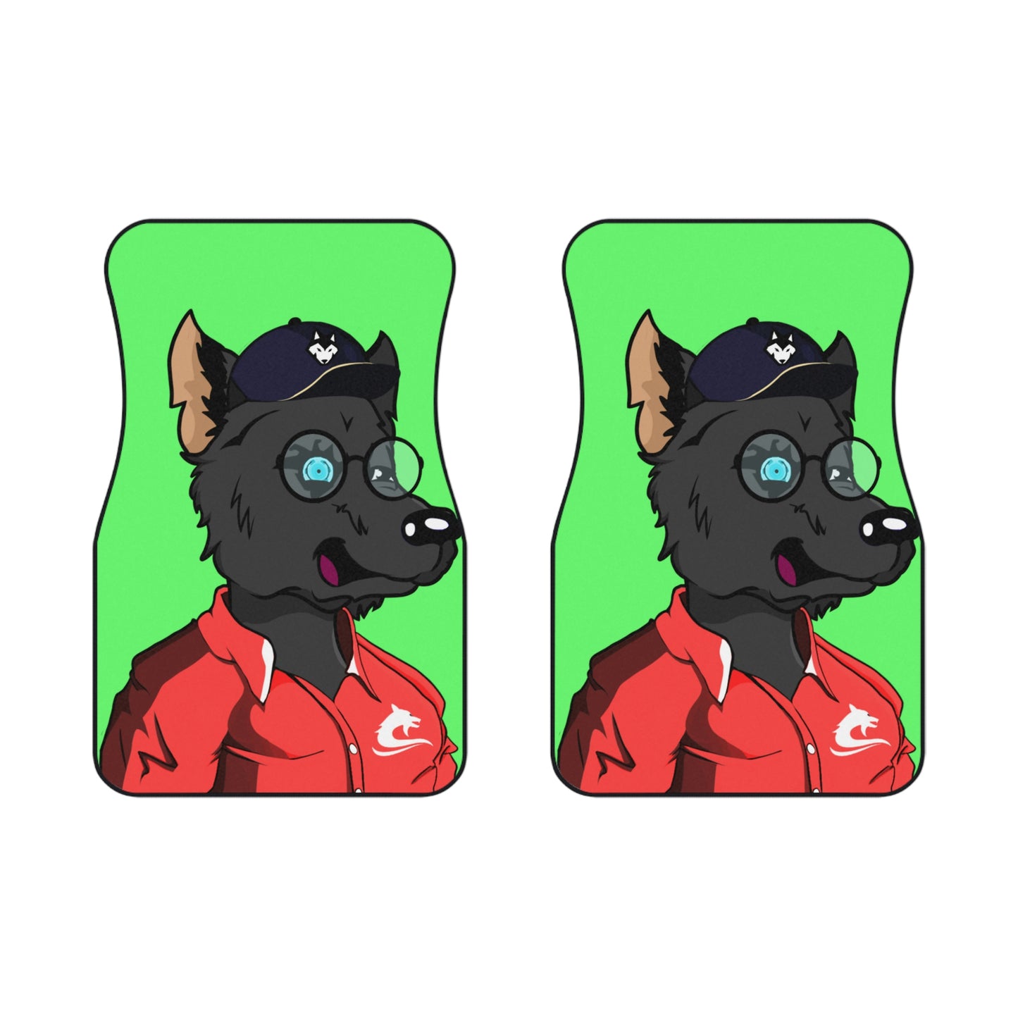 Cyborg Wolf Pack Red Sport Jacket Wolve Car Mats (2x Front)