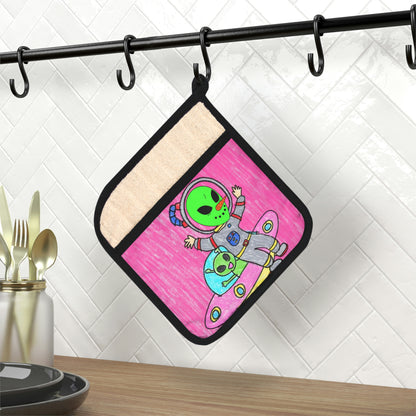 Veggie Visi Alien Vegetal Visitante UFO Pot Holder con bolsillo