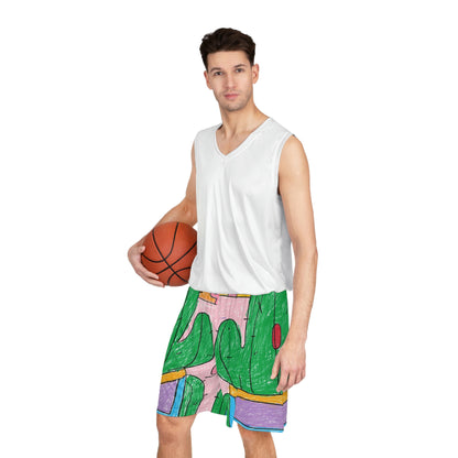 Pantalones cortos de baloncesto con estampado de luchador de sumo Desert Cactus (AOP) 