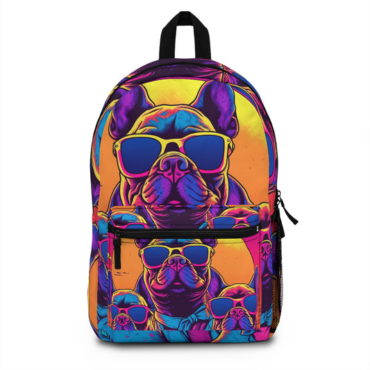 Dibujos animados retro de Bulldogs franceses Synthwave - Diseño animado de verano Mochila