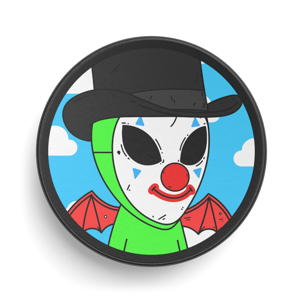 Clown Visitor Green Alien w/ Devil Wings Hockey Puck