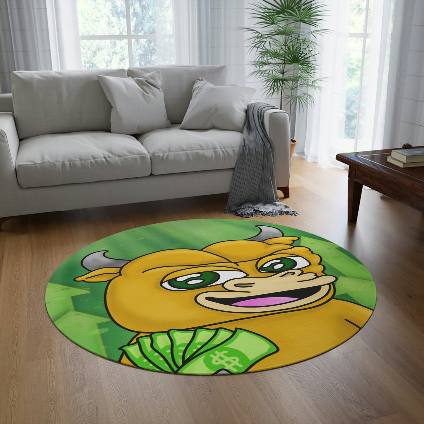 Bull Run Money Bear Market Graphic Round Rug