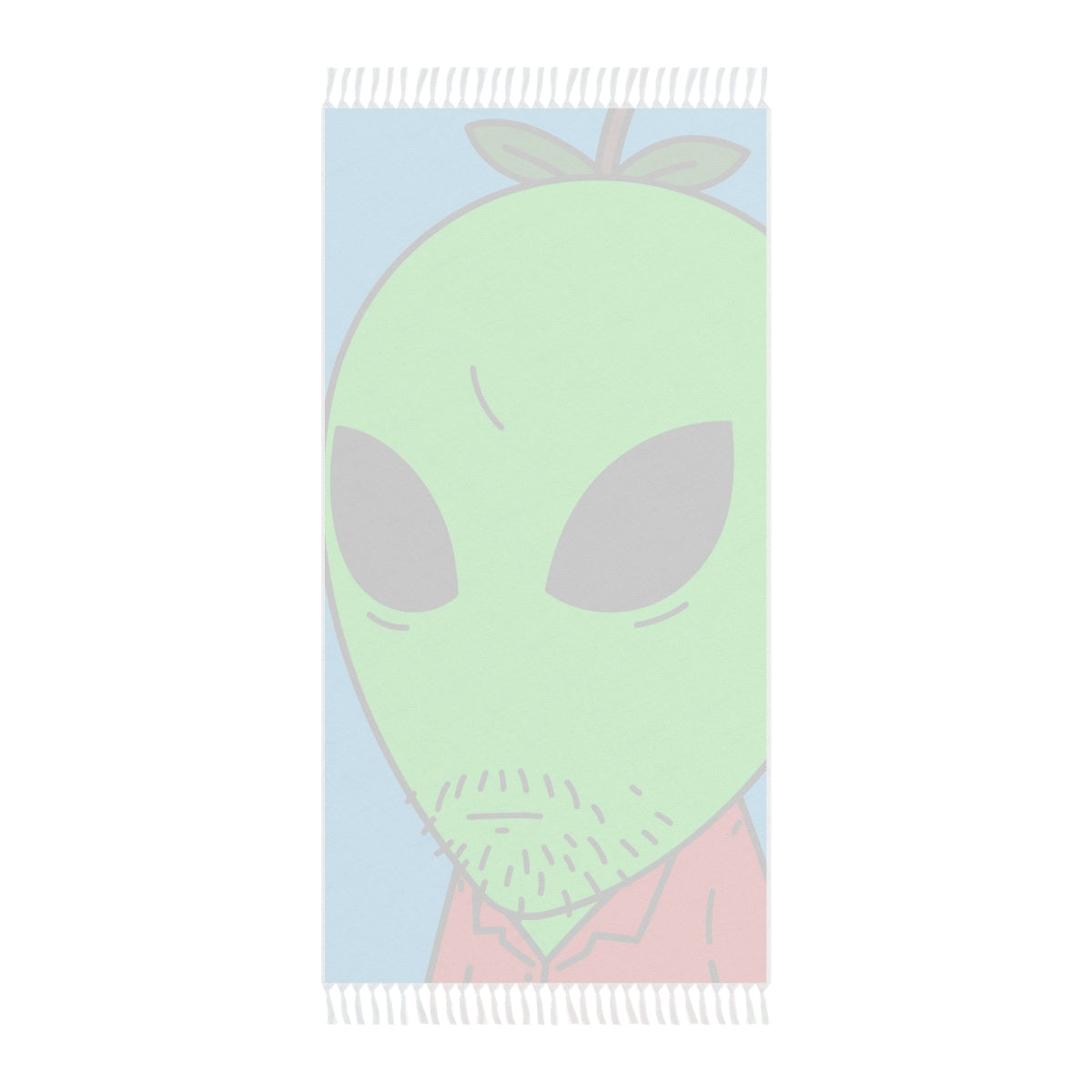 Green Apple Head Alien Unshaven Red Collar Shirt Visitor Boho Beach Cloth